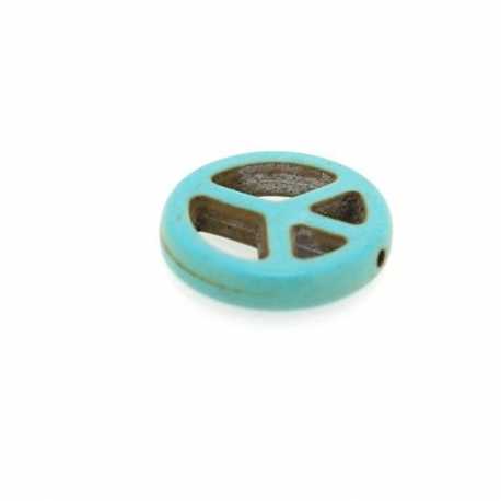Gekleurd Turquoise kraal, Peace teken, turquoise, 20 mm (3 st.)