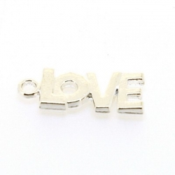 Metaal, bedel, LOVE, zilver, 21 x 8 mm (5 st.)