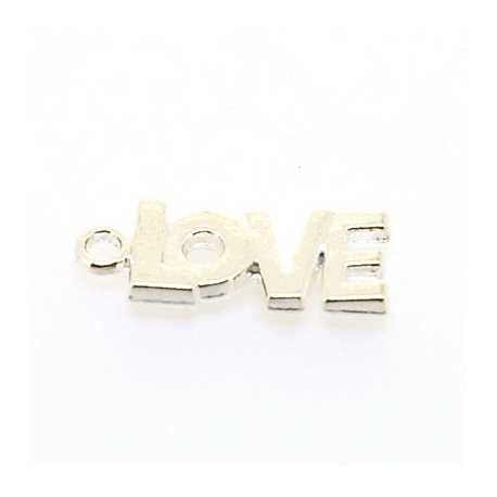 Metaal, bedel, LOVE, zilver, 21 x 8 mm (5 st.)