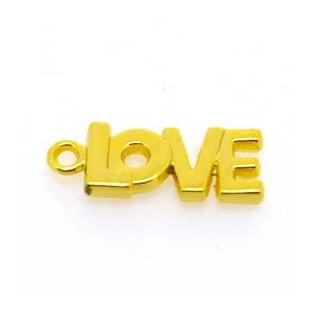 Metaal, bedel, LOVE, goud, 21 x 8 mm (5 st.)