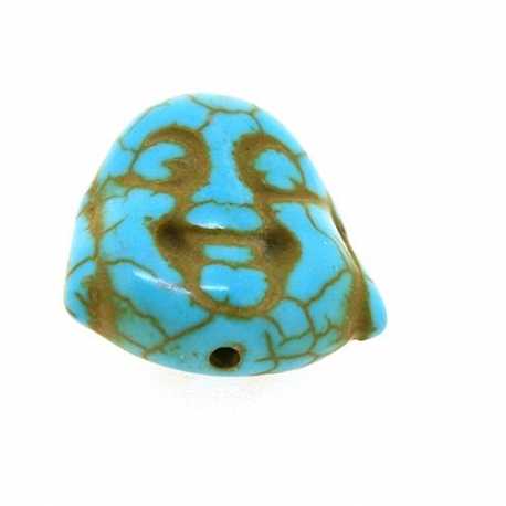Gekleurd Turquoise, kraal, boedha, dubbelzijdig gezicht, turquoise, 20 mm (3 st.)