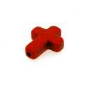 Gekleurd Turquoise kraal, kruis, rood, 16 x 12 mm (5 st.)