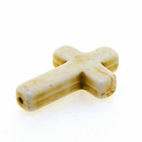 Gekleurd Turquoise kraal, kruis, wit, 16 x 12 mm (5 st.)