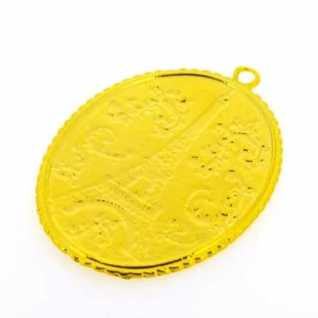 Metaal, hanger, ovaal, Eiffeltoren, goud, 54 x 40 mm (1 st.)