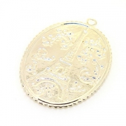 Metaal, hanger, ovaal, Eiffeltoren, zilver, 54 x 40 mm (1 st.)