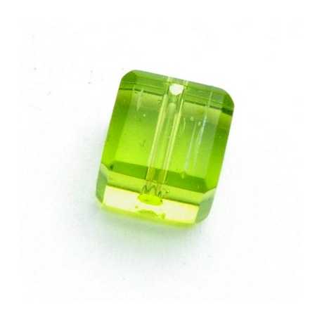 Glaskraal, vierkant met facetten, groen, 10 x 10 mm (10 st.)