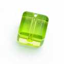 Glaskraal, vierkant met facetten, groen, 10 x 10 mm (10 st.)