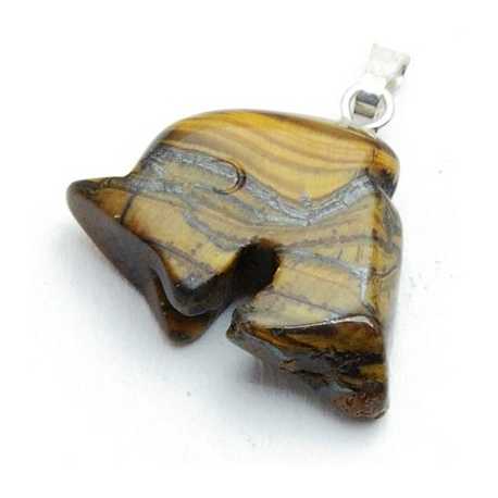 Halfedelsteen hanger Tigereye dolfijn (1 st)