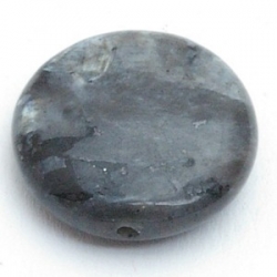 Halfedelsteen kraal rond plat zwart 20 mm (5 st.)