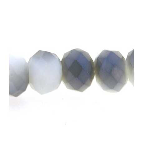 Facetkraal, donut, duo-tone, wit/grijs, 4 x 6 mm (streng)
