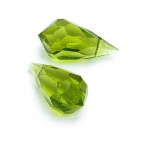 Glaskraal, druppel met facetten, groen, 20 mm (5 st.)