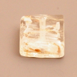 Glas goudfolie kraal rechthoek wit 16 x 14 mm (5 st.)