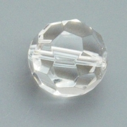 Glaskraal, rond met facetten, transparant, 12 mm (5 st.)
