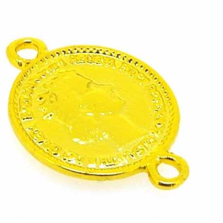 Metaal, tussenstuk met twee oogjes, ovaal, goud, 44 x 30 mm (3 st.)