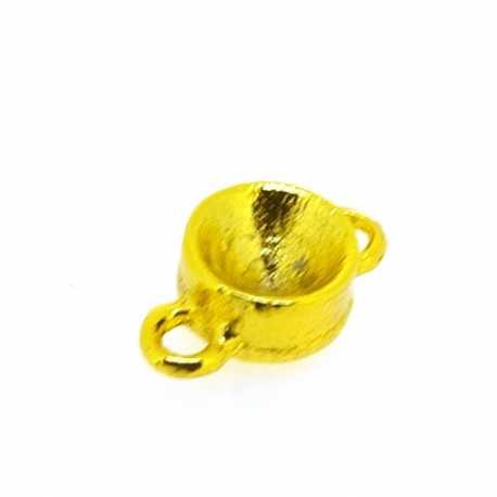 Metaal, verdeler/tussenstuk voor cabochon/plaksteen, goud, rond, 17 mm (5 st.)