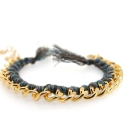 Zelfmaakpakketje trendy geknoopte Ibiza Style armband, bruin gemeleerd, goudkleurige armband (1 st.)