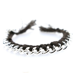 Zelfmaakpakketje trendy geknoopte Ibiza Style armband, bruin, zilverkleurige armband (1 st.)