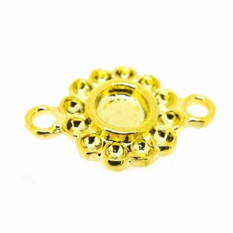 Metaal, tussenstuk cabochon/plaksteen, rond, goud, 29 m (3 st.)