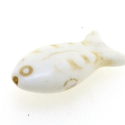 Gekleurd Turquoise kraal, wit, vis, 24 x 12 mm (streng)