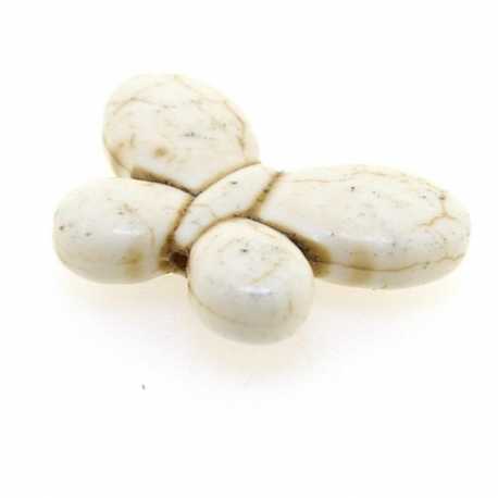 Gekleurd Turquoise kraal, wit, vlinder, 16 x 34 mm (streng)