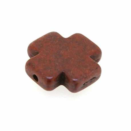 Gekleurd Turquoise, kraal, bruin, kruis, 15 mm (streng)