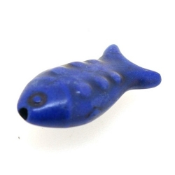 Gekleurd Turquoise, kraal, vis, blauw, 24 x 12 mm (streng)