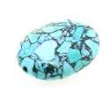 Gekleurd Turquoise kraal, geperst, blauw, ovaal, 25 x 18 mm (streng)