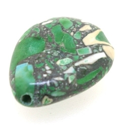 Gekleurd Turquoise kraal, geperst, groen, druppel, 20 x 15 mm (streng)