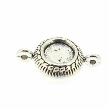 Metaal, tussenstuk voor cabochon/plaksteen, zilver, rond, 22 mm (3 st.)