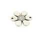 Metaal, tussenstuk met twee rijggaatjes, zilver, bloem, 15 mm (5 st.)