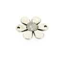Metaal, tussenstuk met twee rijggaatjes, zilver, bloem, 15 mm (5 st.)