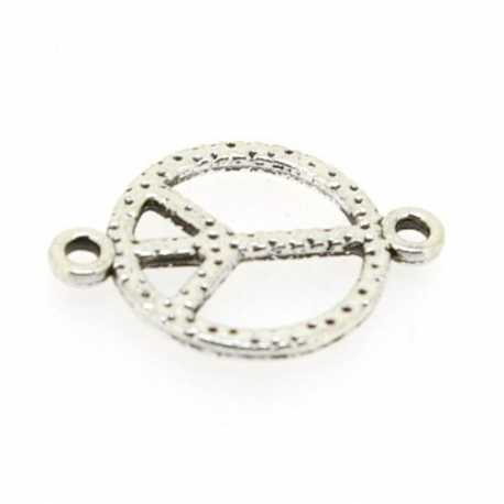 Metaal, tussenstuk, zilver, peace teken, 24 mm (3 st.)