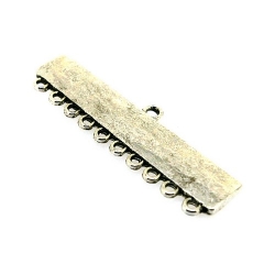 Metaal, verdeler, zilver, 10 / 1 rijggaatjes, 54 x 16 mm (2 st.)