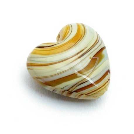 Glaskraal, hart, bruin, gemarmerd, 18 mm (5 st.)