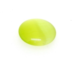 Cabochon/plaksteen, glas, catseye, rond, groen, 14 mm (5 st.)