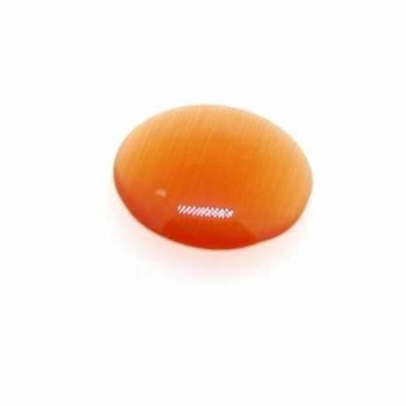 Cabochon/plaksteen, glas, catseye, rond, oranje, 14 mm (5 st.)