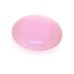 Cabochon/plaksteen, glas, catseye, rond, roze, 20 mm (3 st.)