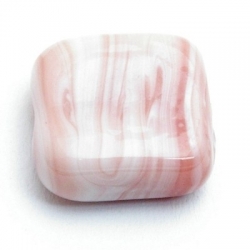 Glaskraal, vierkant, roze, gemarmerd, 18 mm (5 st.)