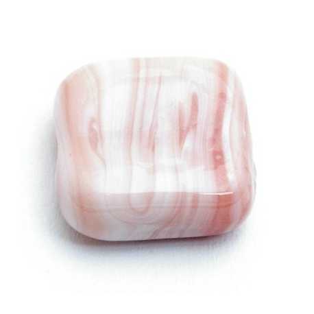 Glaskraal, vierkant, roze, gemarmerd, 18 mm (5 st.)