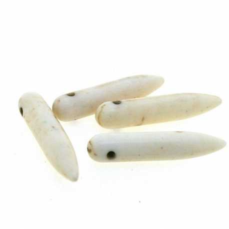 Gekleurd Turquoise kraal, staafje, wit, 24 x 5 mm (streng)