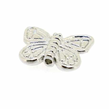 Metalen kraal, zilver, vlinder, 10 mm (5 st.)