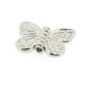 Metalen kraal, zilver, vlinder, 10 mm (5 st.)
