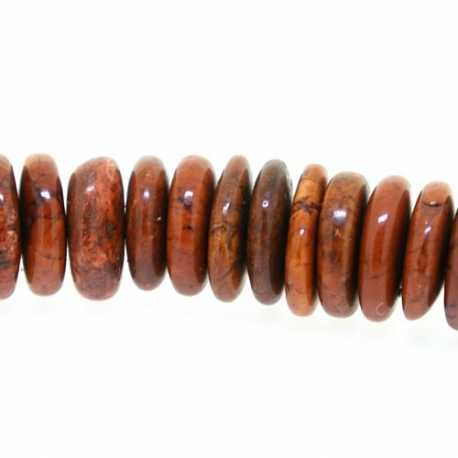 Gekleurd Turquoise, kraal, bruin, schijfje, 4 x 10 mm (streng)