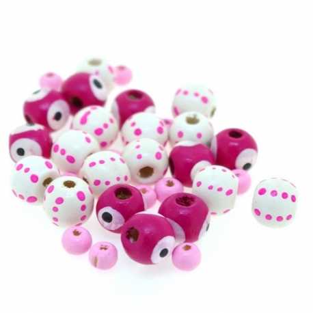 Houten kraal, Mix, roze (65 gram)