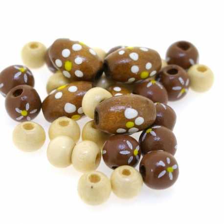 Houten kraal, Mix, bruin (65 gram)