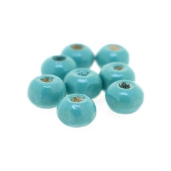 Houten kraal, rond, turquoise, 5 mm (65 gram)