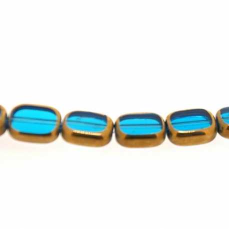 Framed kaal, goud, rechthoek, blauw, 10 x 7 mm (1 streng)