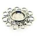 Metaal, tussenstuk voor cabochon/plaksteen, zilver, rond, 18 mm (3 st.)