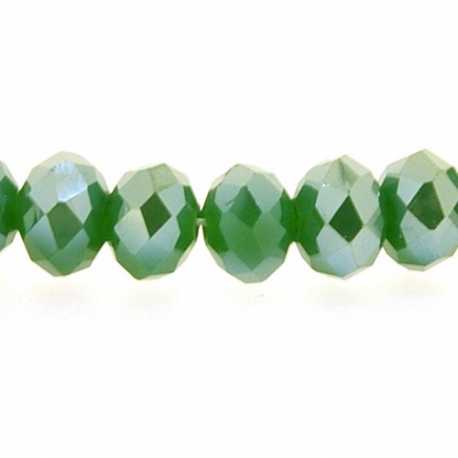 Facetkraal, donut, groen, 4 x 6 mm (streng)