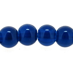 Glaskraal, rond, donkerblauw, 6 mm (streng)